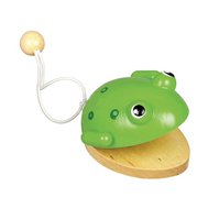Drevený rytmický nástroj kastanela žaba